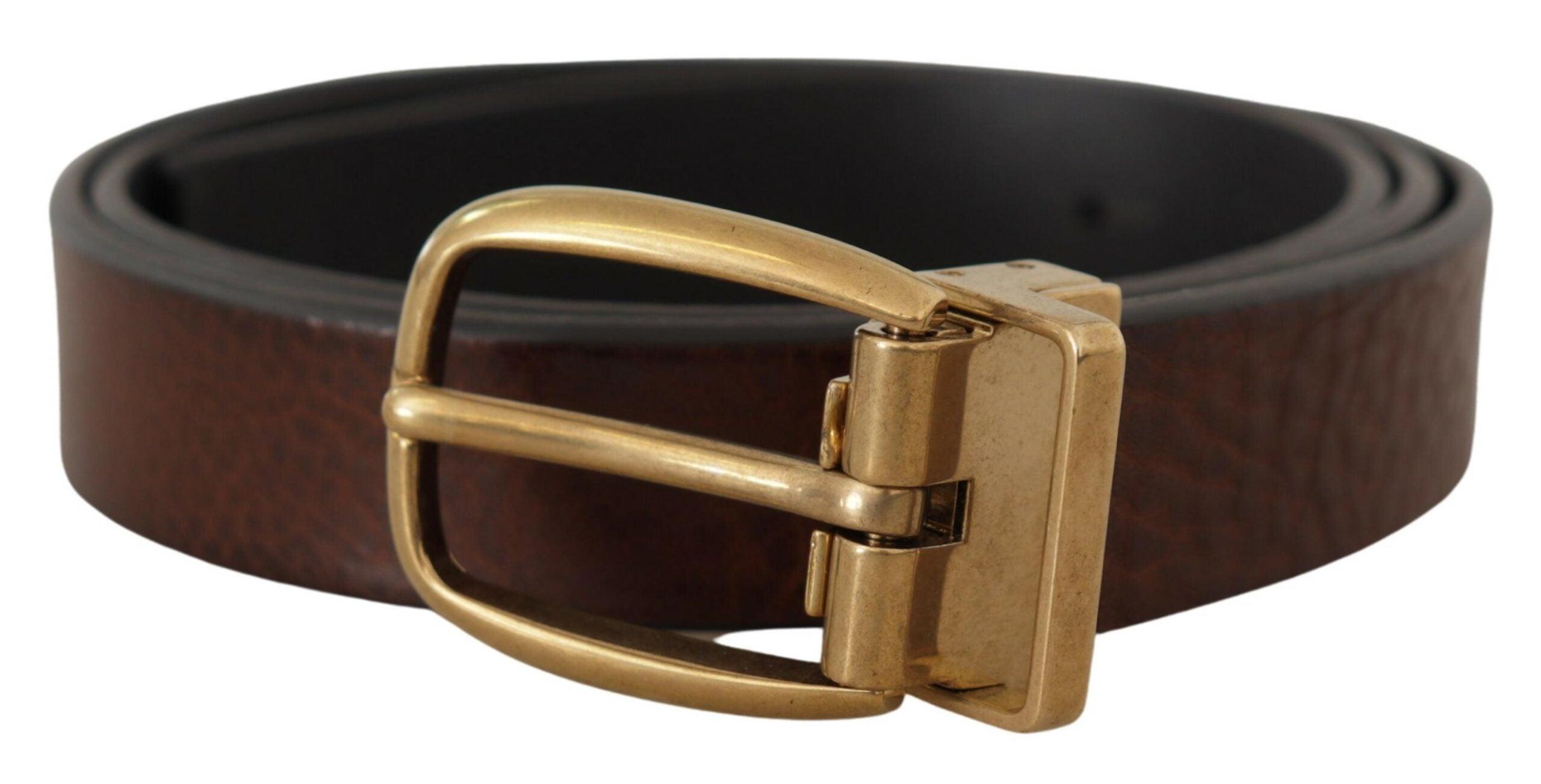 Dolce & Gabbana Brauner Ledergürtel mit klassischer Vintage-Metallschnalle