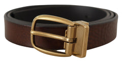 Dolce & Gabbana Brauner Ledergürtel mit klassischer Vintage-Metallschnalle