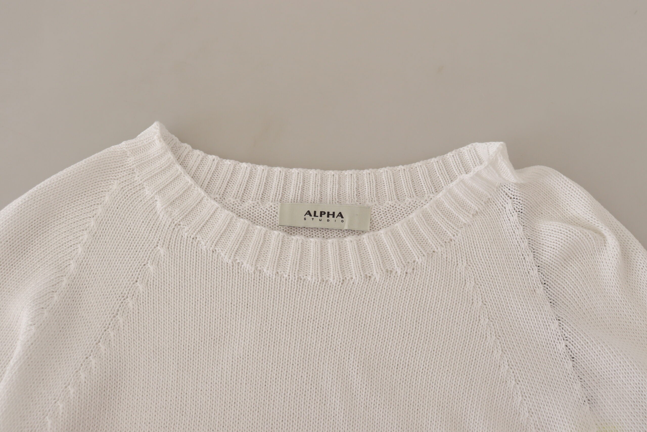 Alpha Studio Witte Trui met Lange Mouwen en Ronde Hals