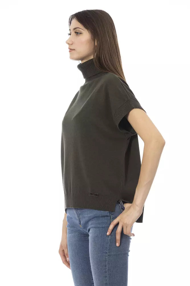 Baldinini Trend Grüner Damenpullover aus Wolle