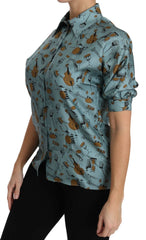 Dolce & Gabbana Multicolor Muziekinstrumenten Zijden Shirt met Korte Mouwen