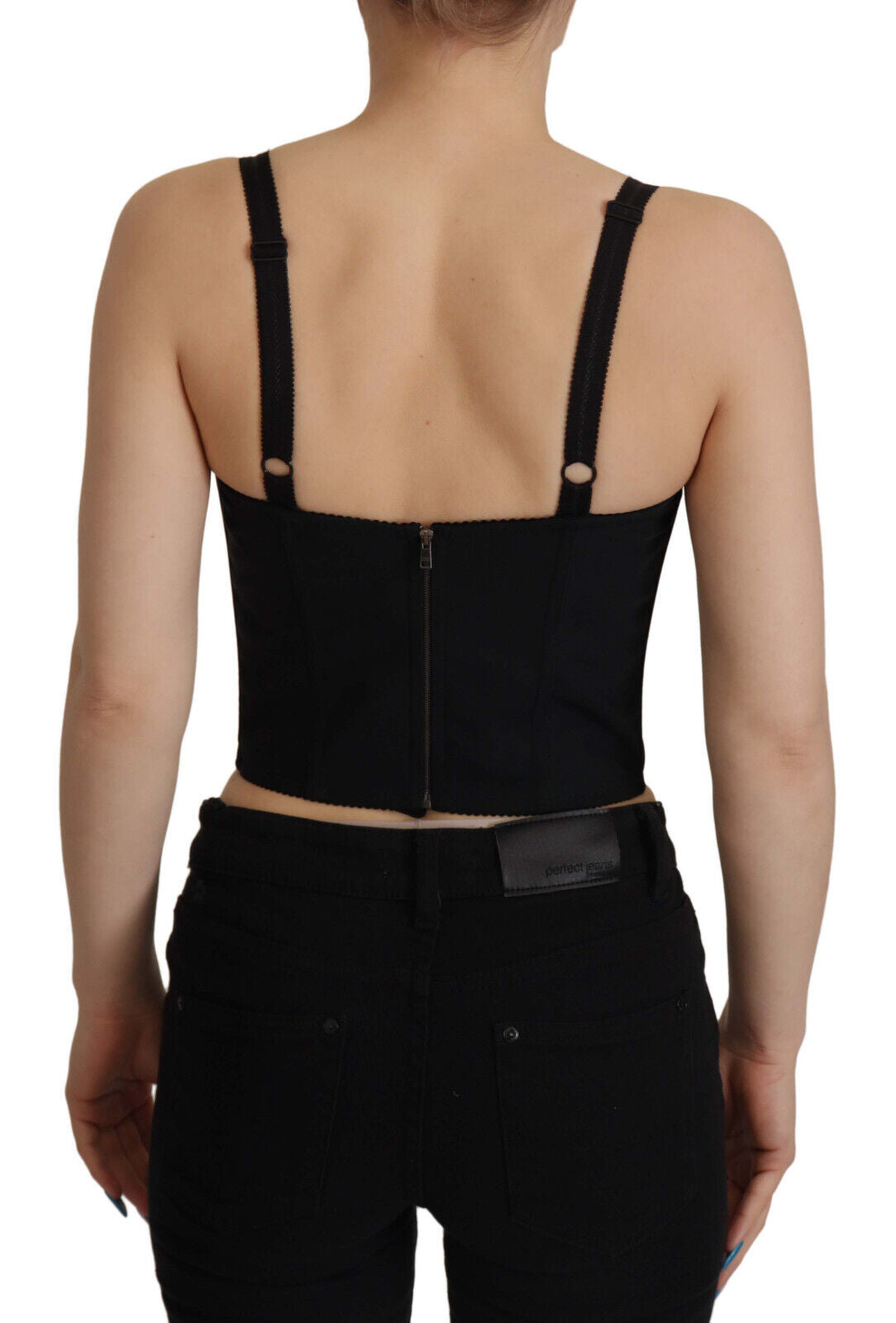 Dolce & Gabbana Zwart Patchwork Sicily Blouse Corset Cropped Top