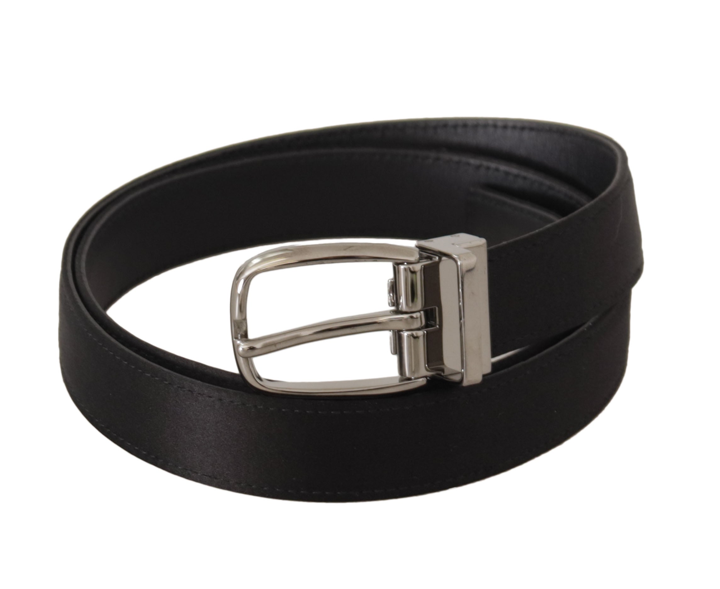 Dolce & Gabbana Zwarte Kalfsleren Riem met Zilveren Logogespen