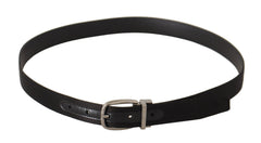 Dolce & Gabbana Zwarte Kalfsleren Riem met Zilveren Logogespen