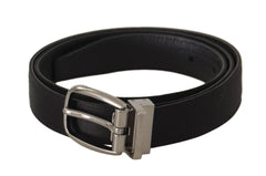 Dolce & Gabbana Zwarte Kalfsleren Riem met Zilveren Logogespen