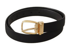 Dolce & Gabbana Gürtel aus schwarzem Canvas und Leder mit goldener Metallschnalle