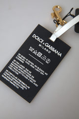 Dolce & Gabbana Schlüsselanhänger aus schwarzem Silikon mit DG Logo aus goldfarbenem Messing