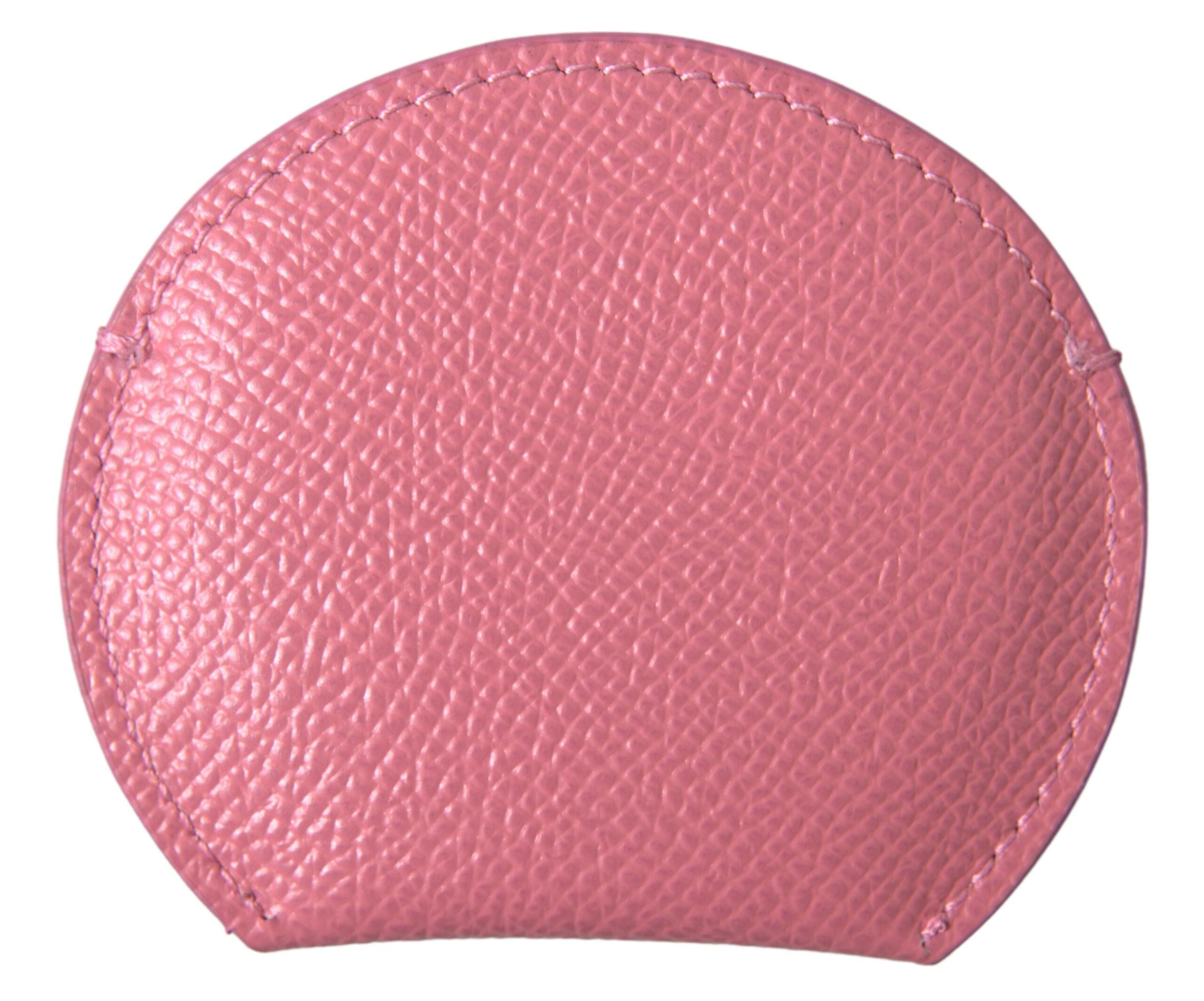 Dolce & Gabbana Pinkes Kalbsleder Rundes Logo-Print Handspiegelhalter
