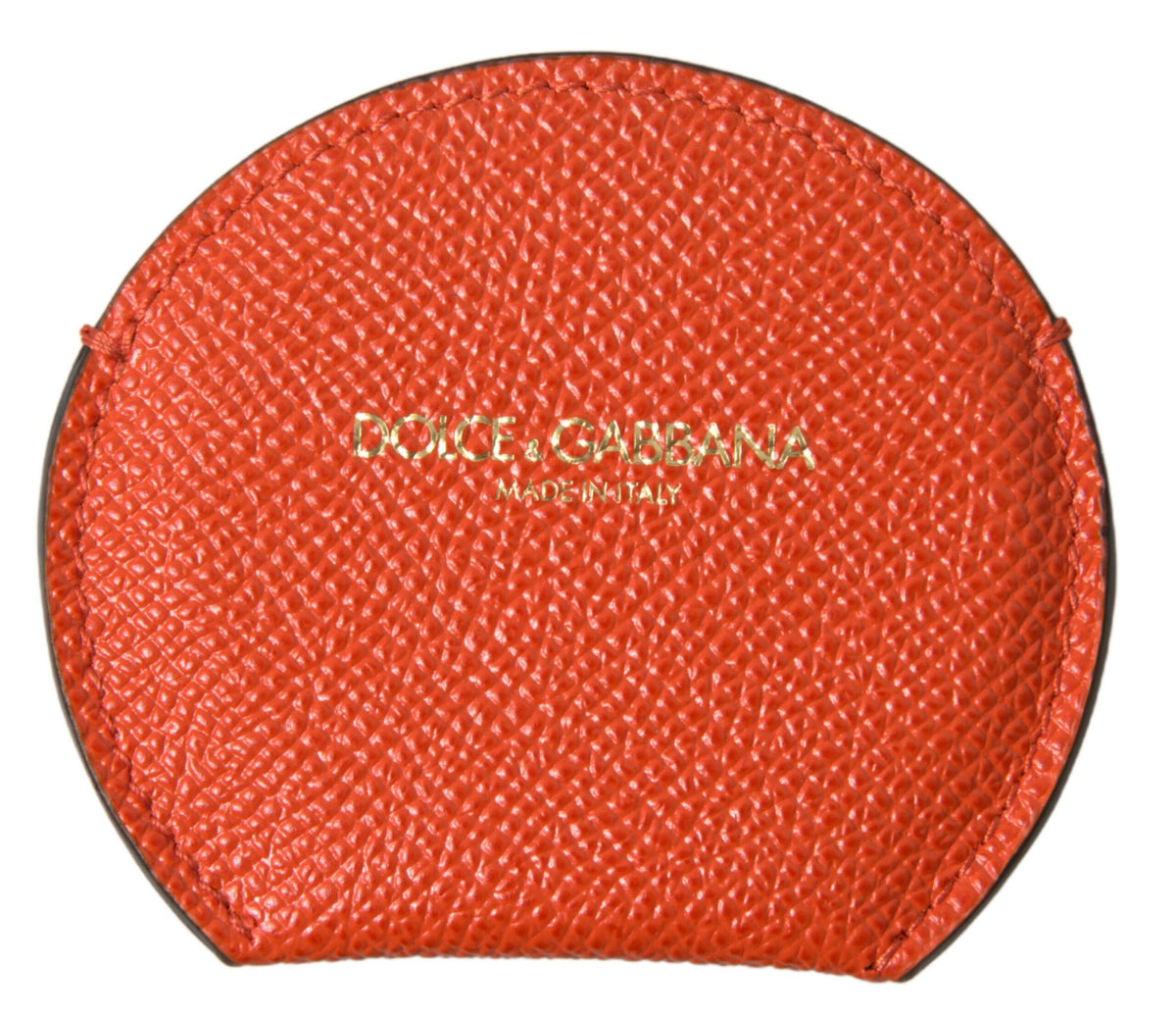 Dolce & Gabbana Oranges Kalbsleder Rundes Logo Handspiegelhalter