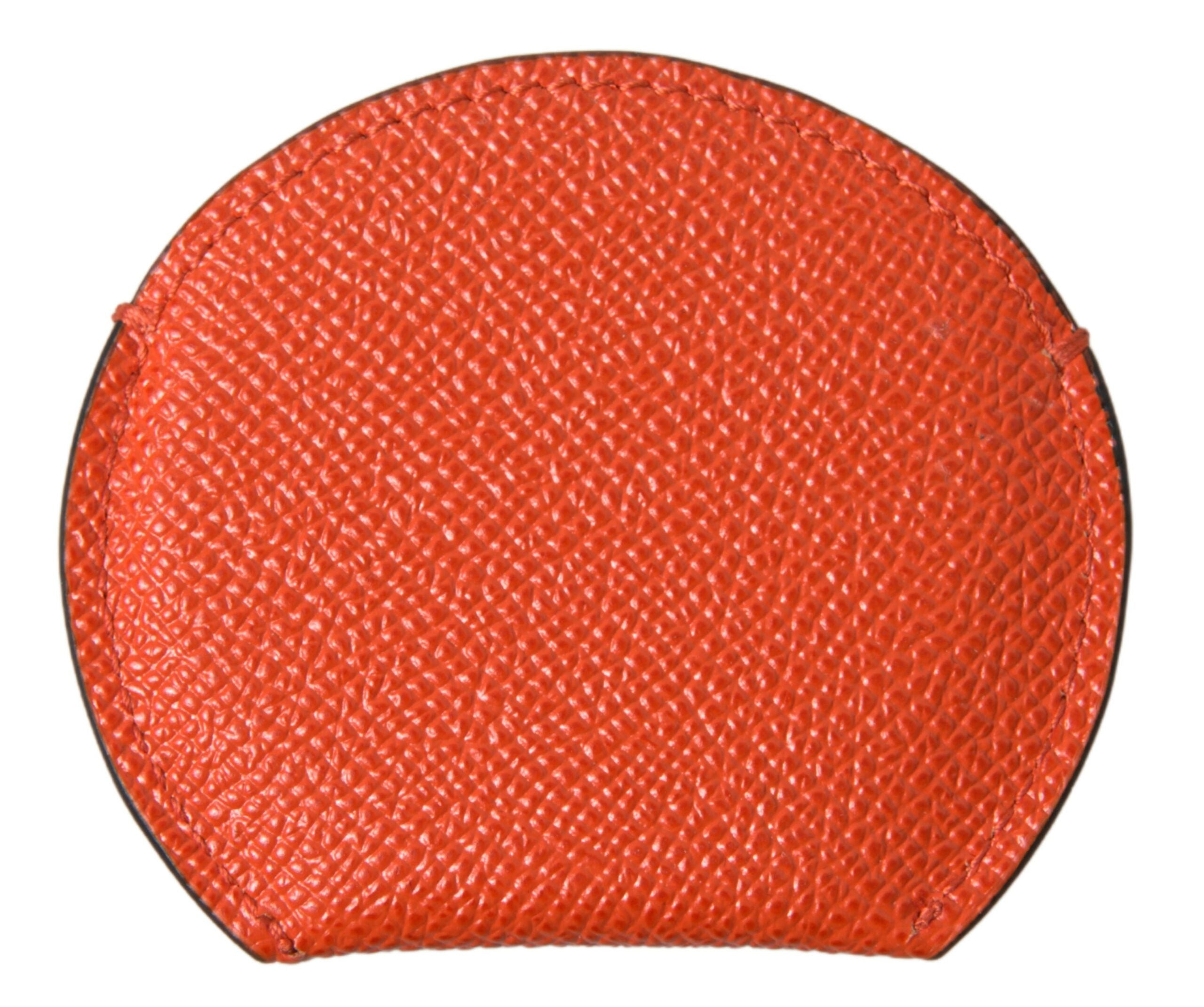 Dolce & Gabbana Oranges Kalbsleder Rundes Logo Handspiegelhalter