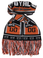 Dolce & Gabbana Mehrfarbiger Schal aus Wolle mit DG Royals und Fransen