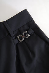 Dolce & Gabbana Zwarte Wollen Broek met Hoge Taille en Taps Toelopende Pijpen