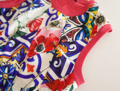 Dolce & Gabbana Tanktop mit mehrfarbigem Majolika-Blumenmuster und Rundhalsausschnitt