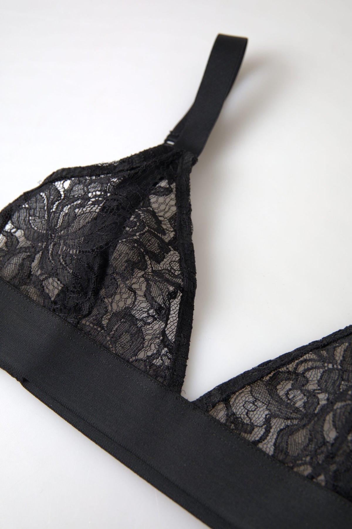 Dolce & Gabbana Schwarzer BH aus Nylon-Stretch mit Blumenspitze