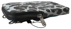 Dolce & Gabbana Grijze Luipaard Leren Heren Schoudertas Crossbody Sling Telefoontas