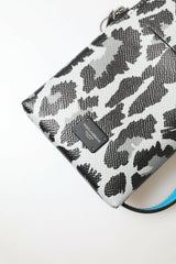 Dolce & Gabbana Grijze Luipaard Leren Heren Schoudertas Crossbody Sling Telefoontas