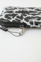 Dolce & Gabbana Grijze Luipaard Leren Heren Schoudertas Crossbody Sling Telefoontas