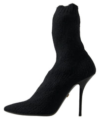 Dolce & Gabbana Schwarze Stilettoabsatz Wadenhohe Damenstiefel