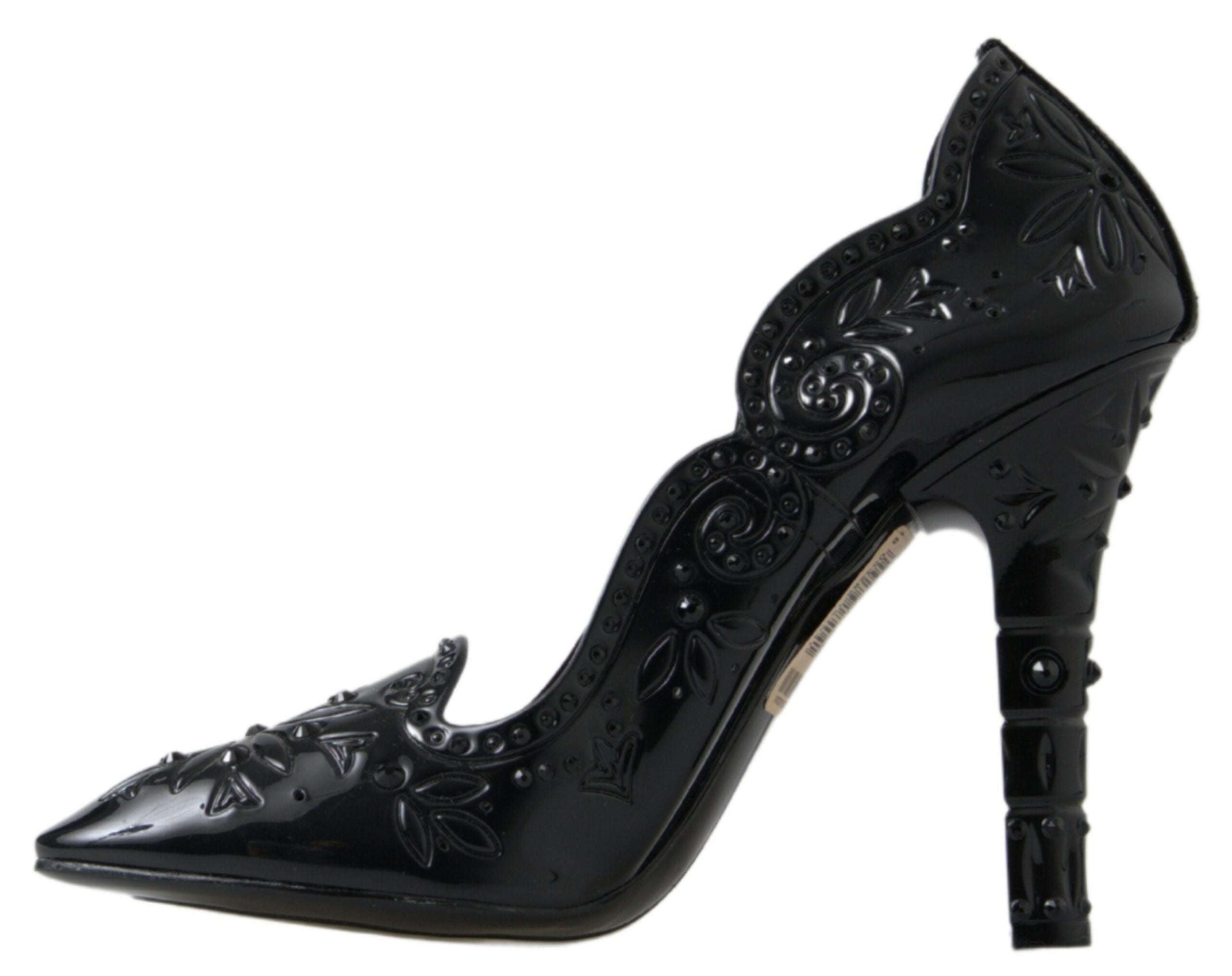 Dolce & Gabbana Schwarze Aschenputtel Absatzschuhe mit Blumenkristallen