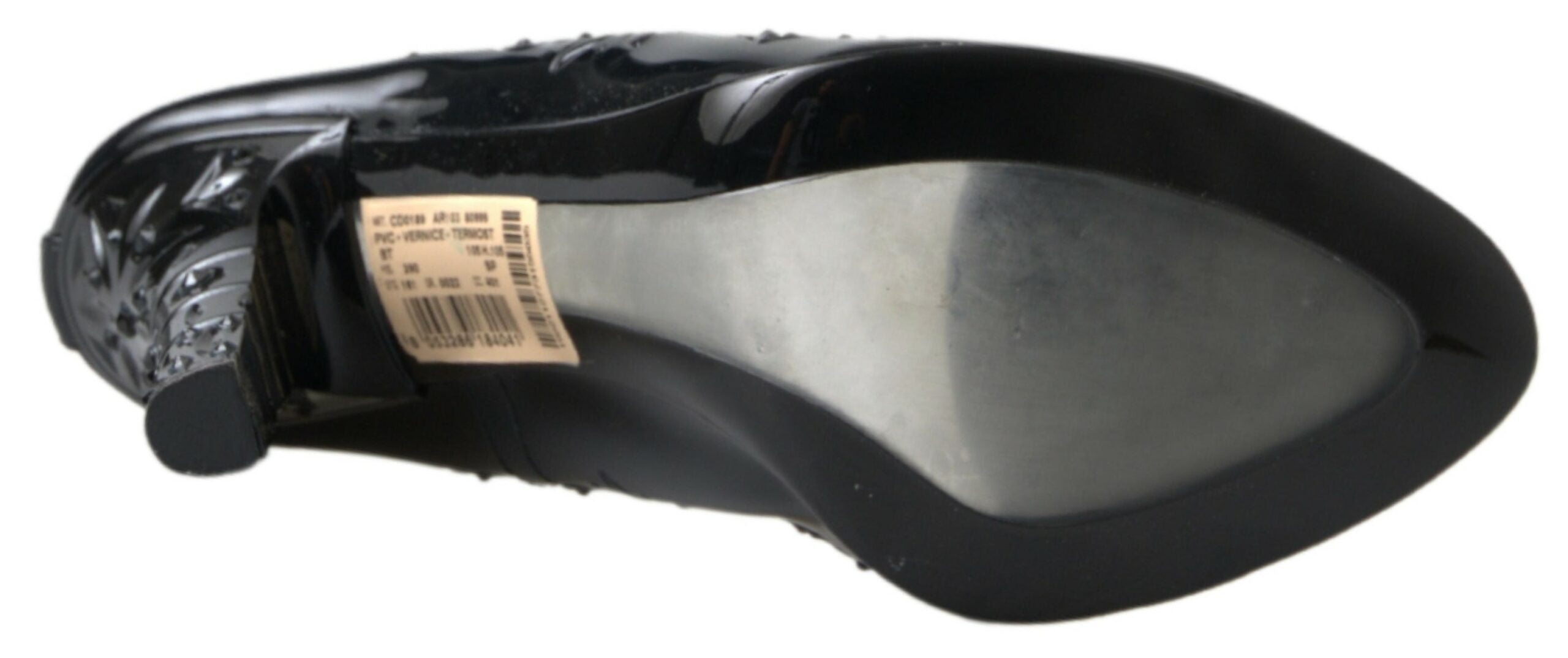 Dolce & Gabbana Schwarze Aschenputtel Absatzschuhe mit Blumenkristallen