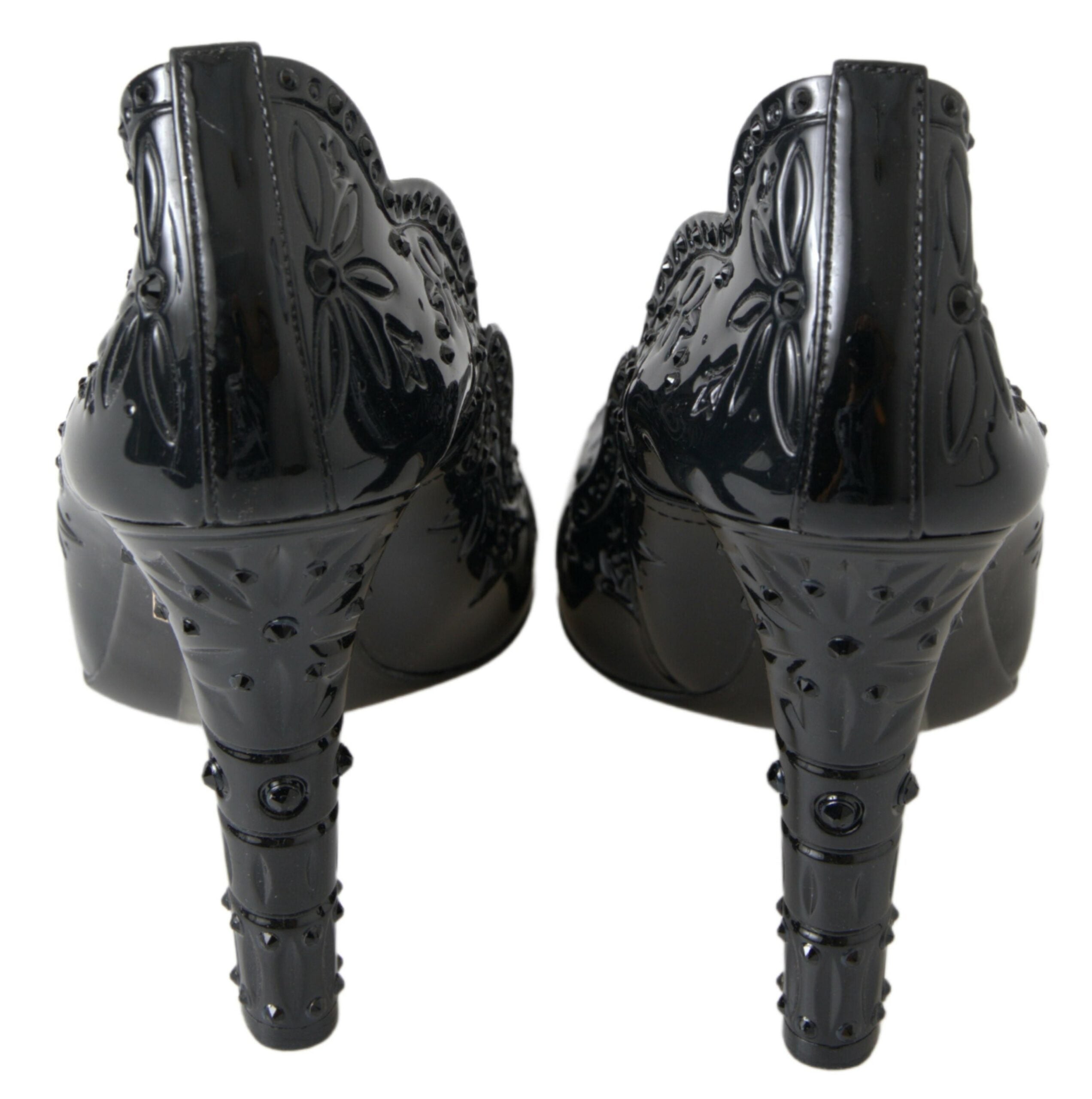 Dolce & Gabbana Schwarze Aschenputtel Absatzschuhe mit Blumenkristallen