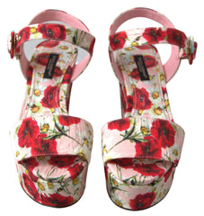 Dolce & Gabbana Keilsandalen mit Blumenprint in verschiedenen Farben und Fesselriemen mit Blumenmuster