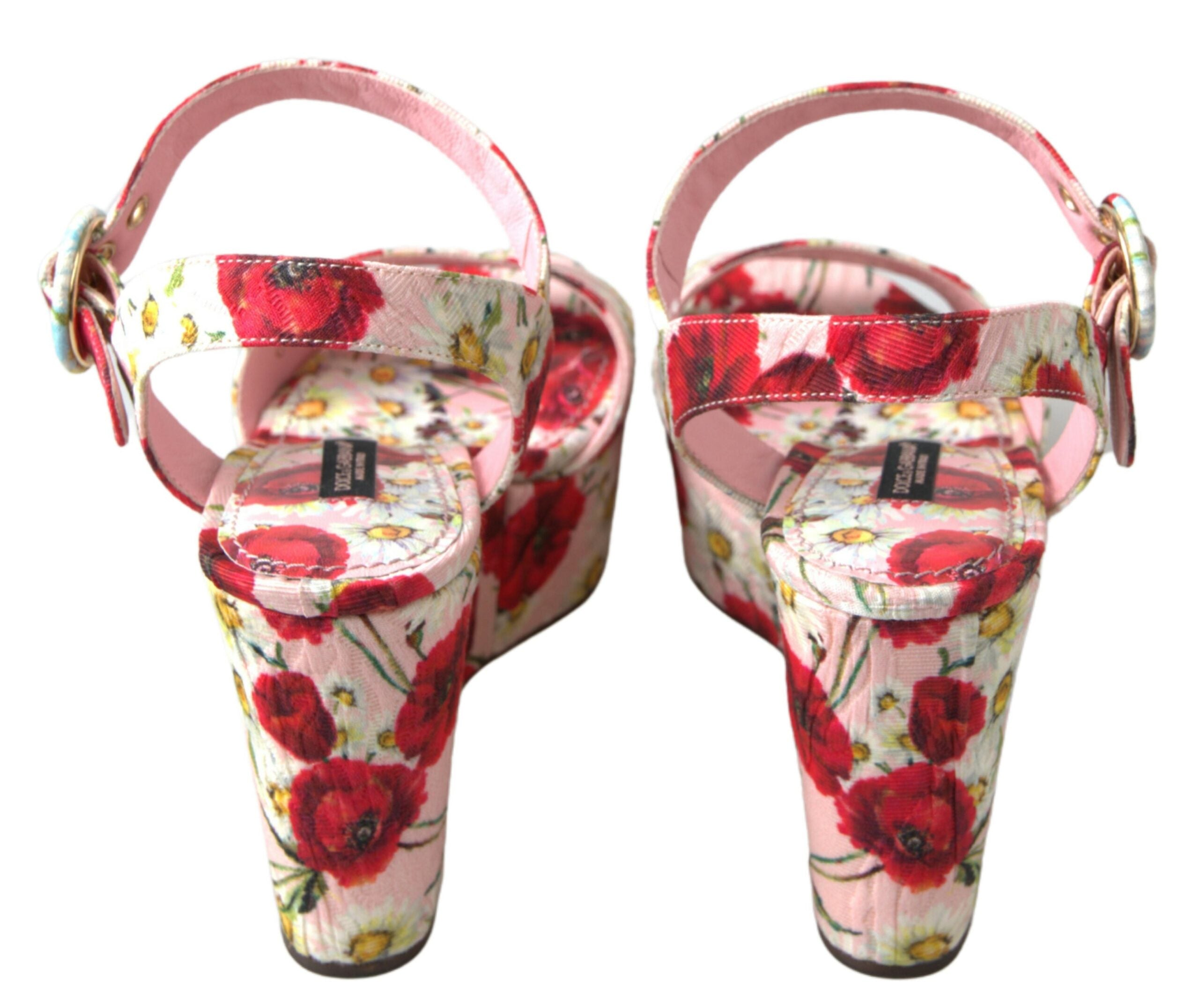 Dolce & Gabbana Keilsandalen mit Blumenprint in verschiedenen Farben und Fesselriemen mit Blumenmuster