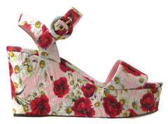 Dolce & Gabbana Keilsandalen mit Blumenprint in verschiedenen Farben und Fesselriemen mit Blumenmuster