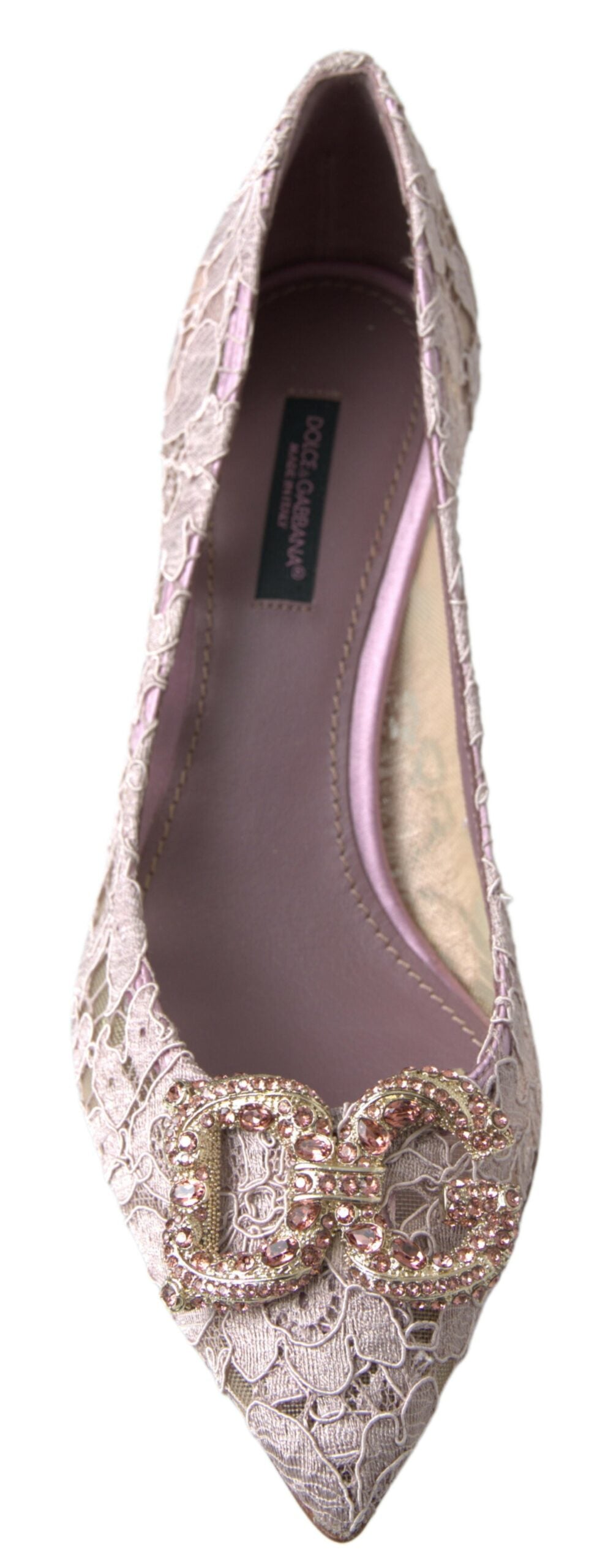 Dolce & Gabbana Pink Floral Lace DG Crystal Pumps Schuhe