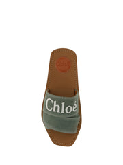 Chloé Forest Green Katoenen Slides Woody Sandalen