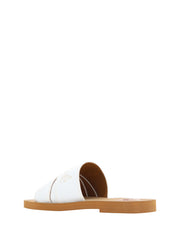 Chloé Witte Katoenen Slides Woody Sandalen