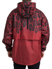 Dolce & Gabbana Roter Regenmantel mit Leopardenmuster und Kapuze