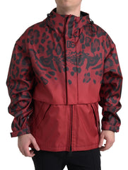 Dolce & Gabbana Roter Regenmantel mit Leopardenmuster und Kapuze