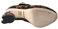 Dolce & Gabbana Schwarze Braune Kalbsleder Leopardenabsatz Mary Jane Pumps