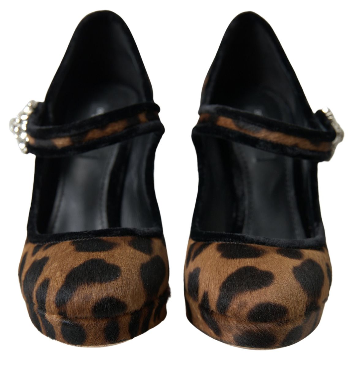 Dolce & Gabbana Schwarze Braune Kalbsleder Leopardenabsatz Mary Jane Pumps
