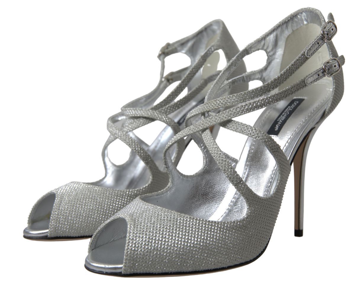 Dolce & Gabbana Silber Schimmernde Sandalen Pumps Schuhe