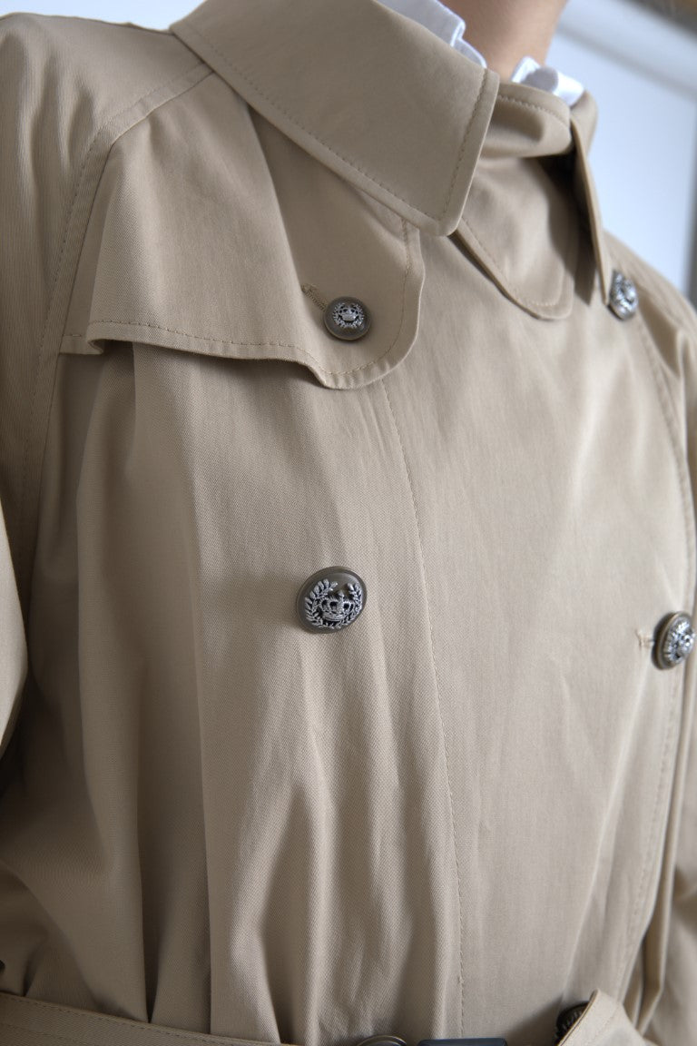 Dolce & Gabbana Khakifarbene zweireihige Trenchcoat-Jacke