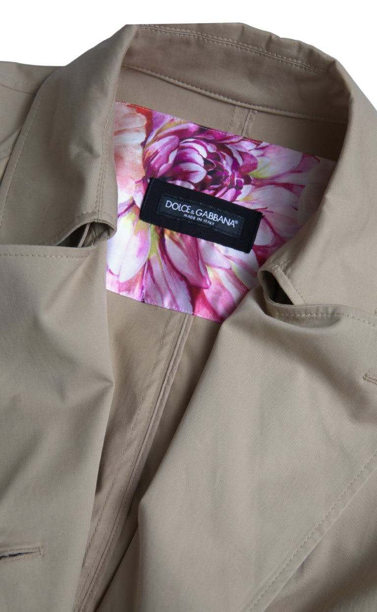 Dolce & Gabbana Khakifarbene zweireihige Trenchcoat-Jacke