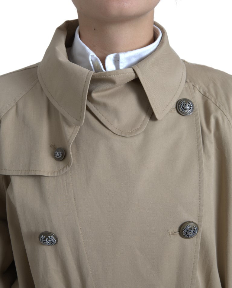 Dolce & Gabbana Khakifarbene zweireihige Trenchcoat-Jacke