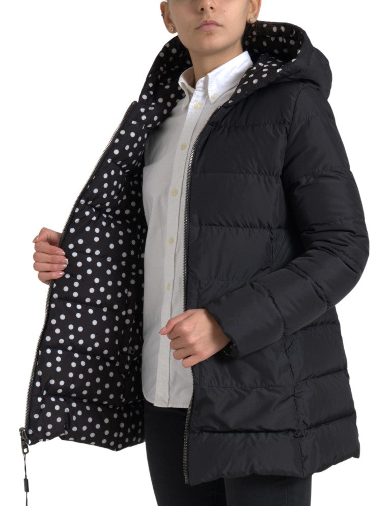 Dolce & Gabbana Black Polyester Hooded Reversible Jacket