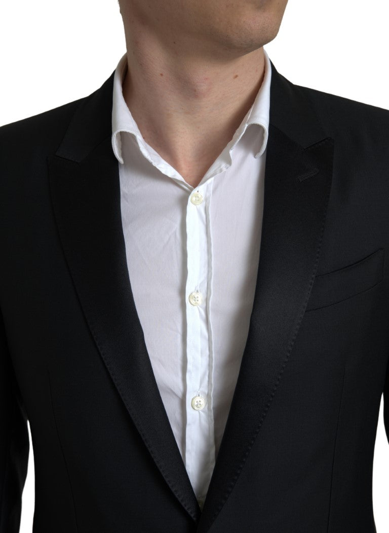 Dolce &amp; Gabbana – Einreihiger MARTINI-Blazer aus schwarzer Wolle