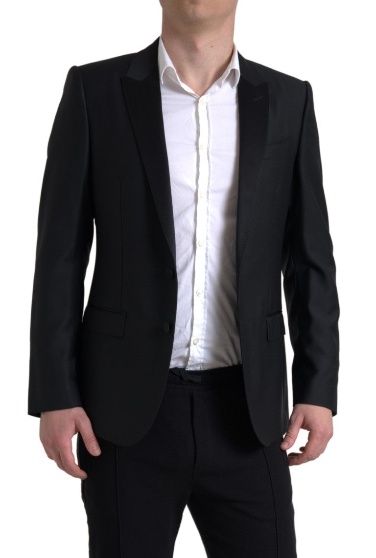 Dolce &amp; Gabbana – Einreihiger MARTINI-Blazer aus schwarzer Wolle