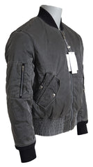 MM6 Maison Margiela Grijze Bomberjas met Ritssluiting en Mouwzakken