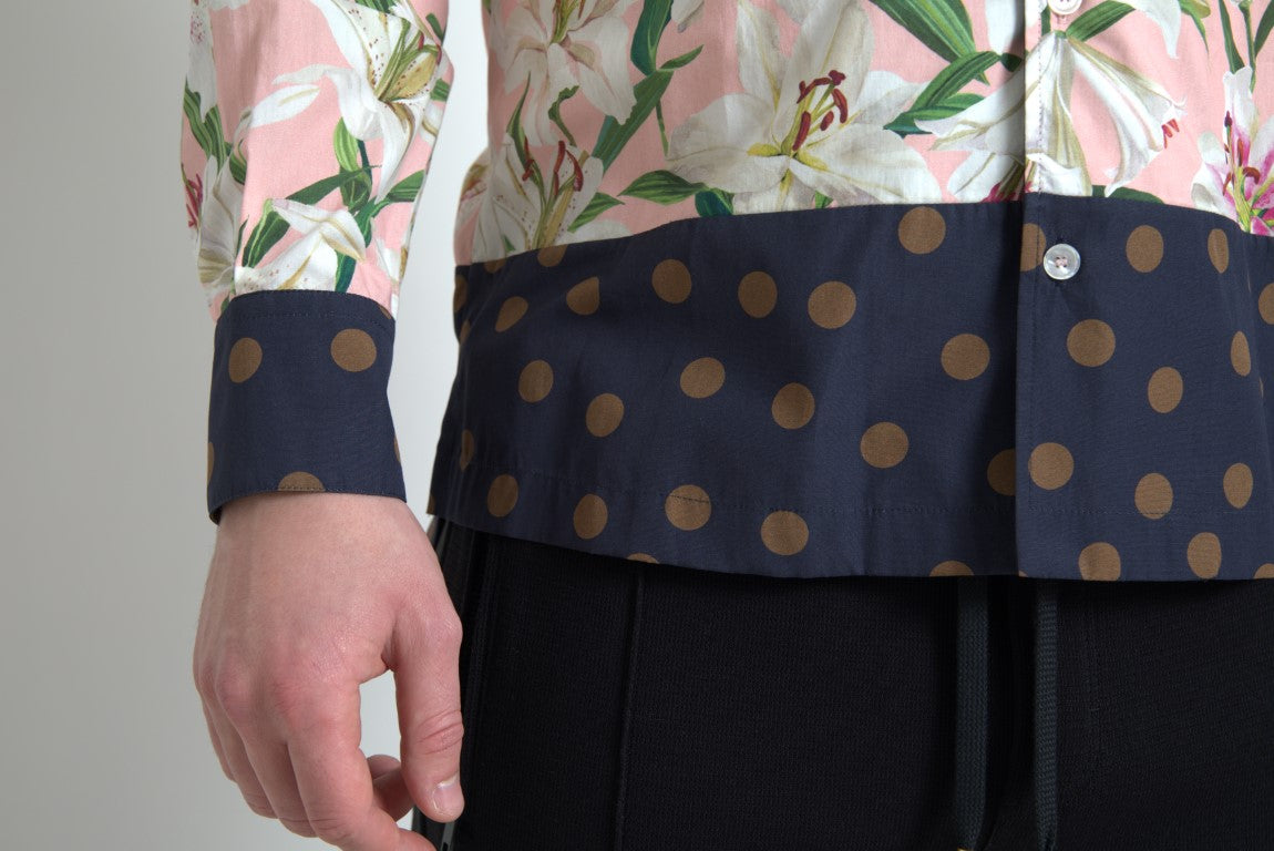 Dolce & Gabbana Katoenen overhemd met polkadot-lelieprint en kraag