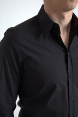Dolce & Gabbana Schwarzes Baumwollhemd für Herren mit langen Ärmeln, Modell MARTINI