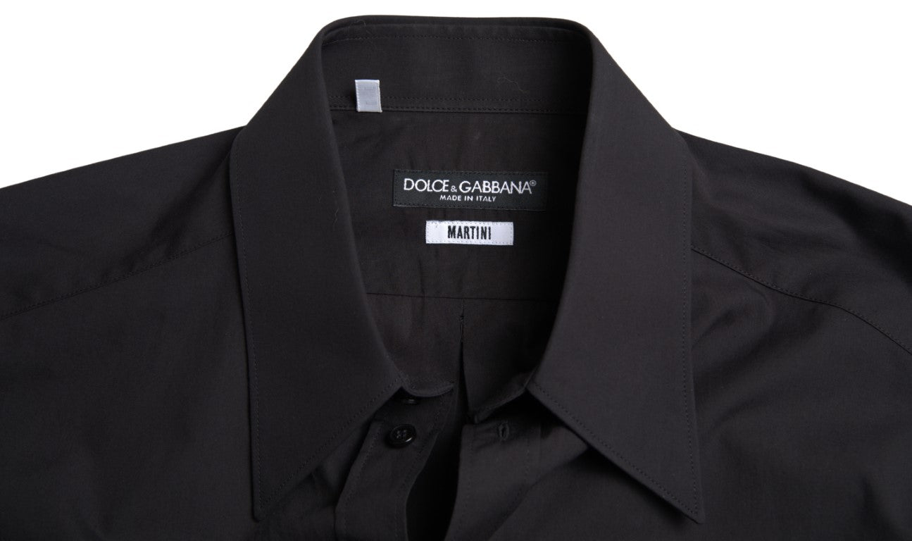 Dolce & Gabbana Schwarzes Baumwollhemd für Herren mit langen Ärmeln, Modell MARTINI