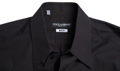 Dolce & Gabbana Schwarzes Baumwollhemd für Herren mit langen Ärmeln, Modell MARTINI
