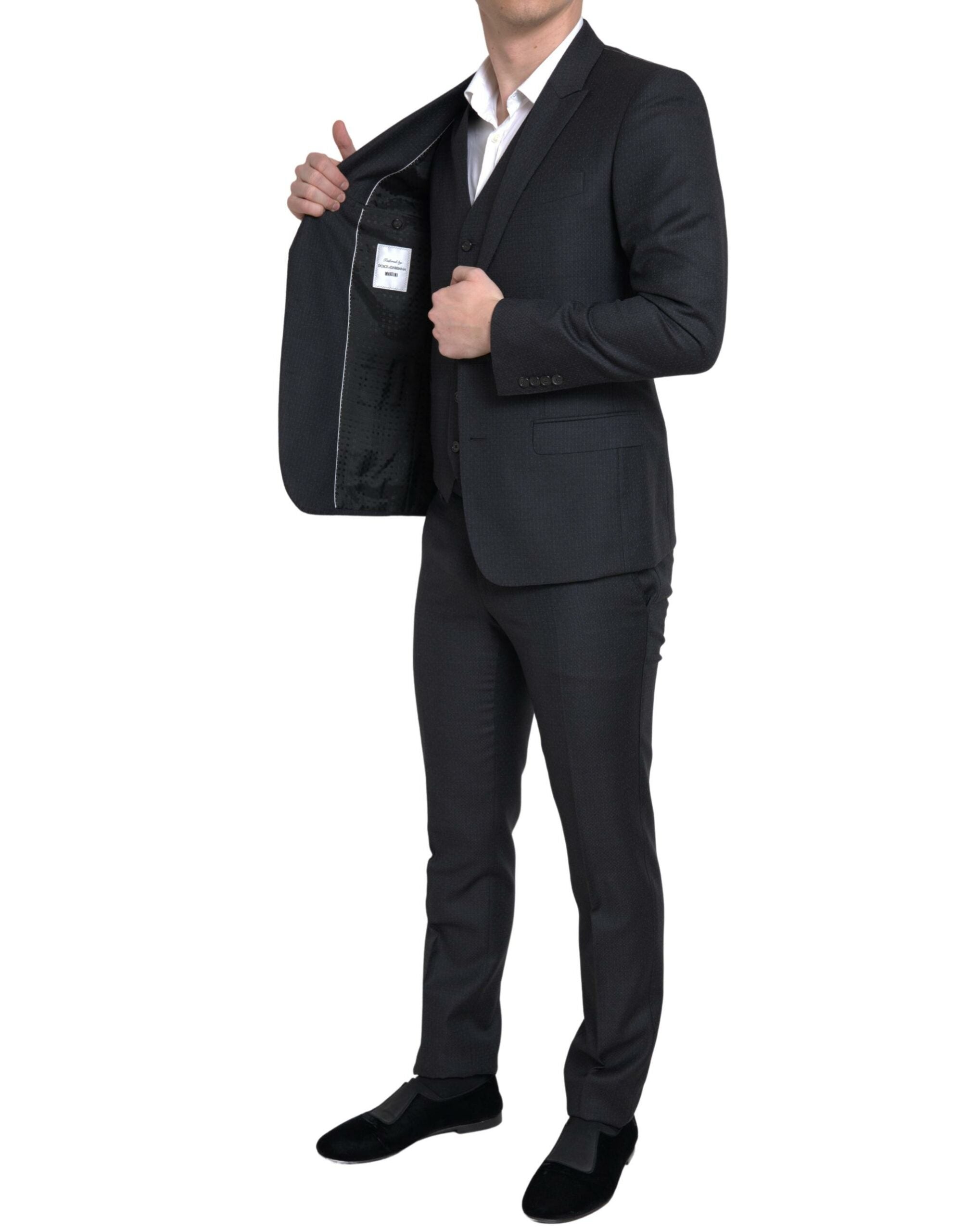 Dolce & Gabbana Schwarzer 3-teiliger Einreiher MARTINI Anzug