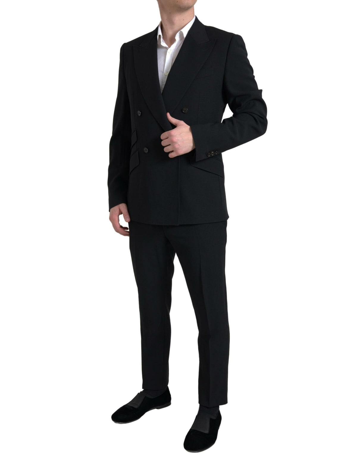 Dolce & Gabbana Schwarzer zweiteiliger doppelreihiger Anzug SICILIA