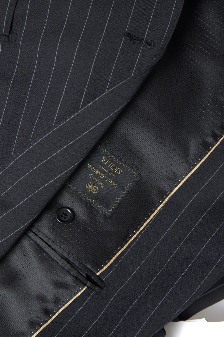 Dolce & Gabbana Schwarzer gestreifter einreihiger SICILIA Blazer